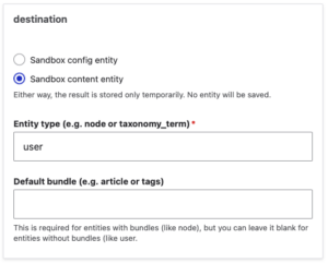 A form for configuring the destination plugin.