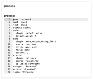 The process pipeline in yaml notation.