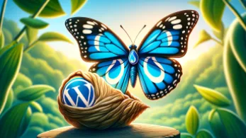 Drupal butterfly emerging from a Wordpress cocoon